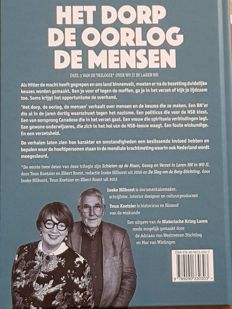 Boekomslag "Het dorp, de oorlog, de mensen van Ineke Hilhorst en Teun Koetsier met portret van Ineke Vaasen