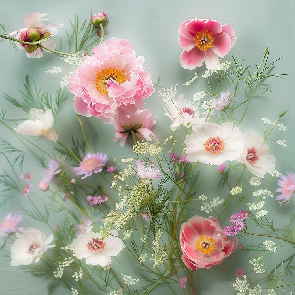 pioenroos zachtgroen op dibond en wenskaart Peonie
